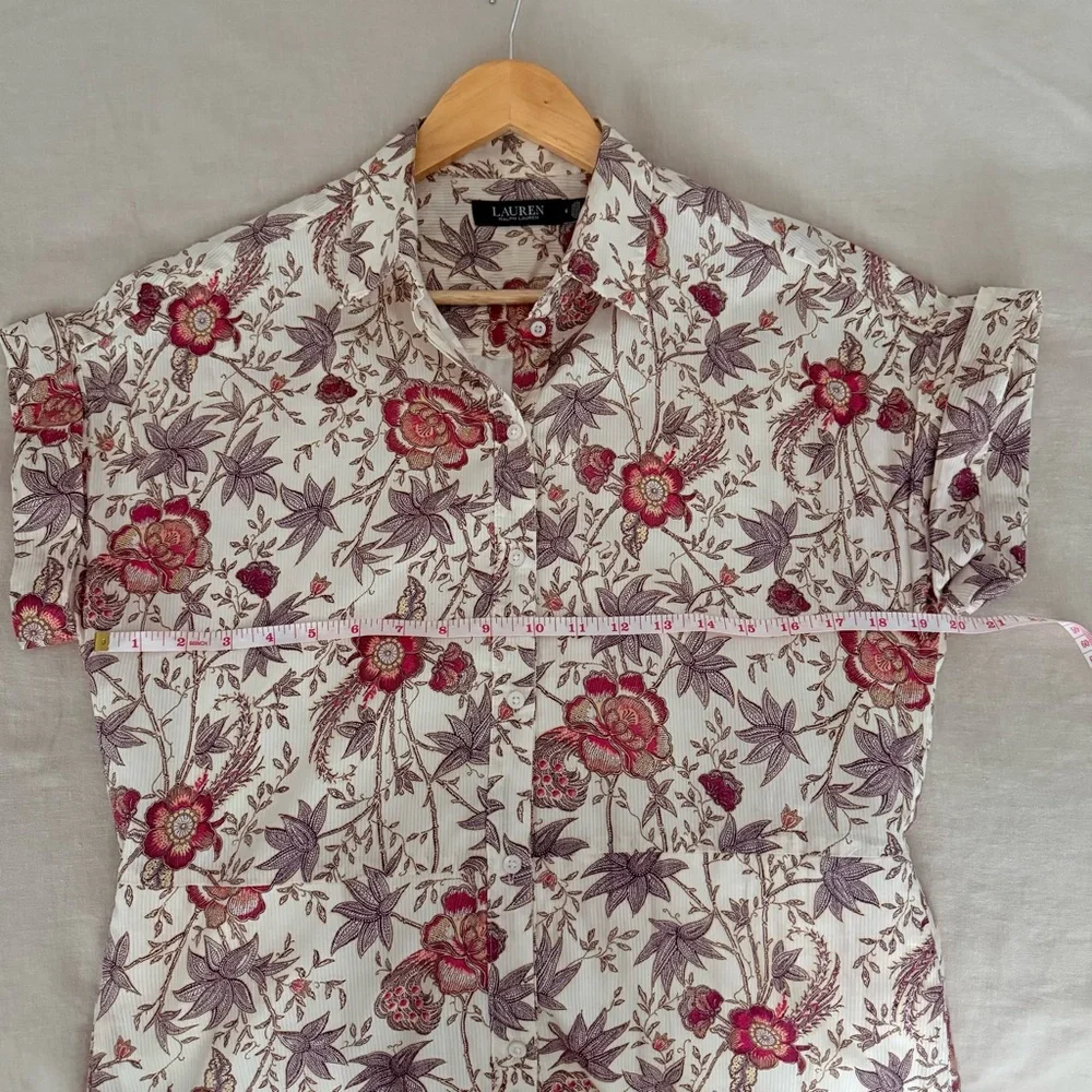 Lauren Ralph Lauren | Floral Shirt Dress | Cream Multi - Picture 7 of 9